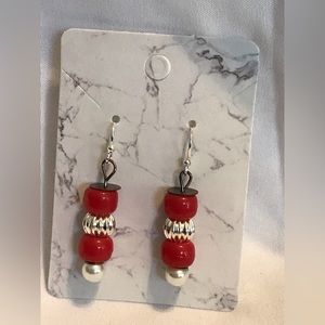 3/$20 Beautiful Handmade Earrings! Red & silver beads